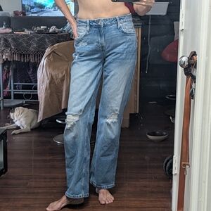 Tommy Jeans Vtg Betsy mid rise loose ripped jeans Flag Patch medium wash 27